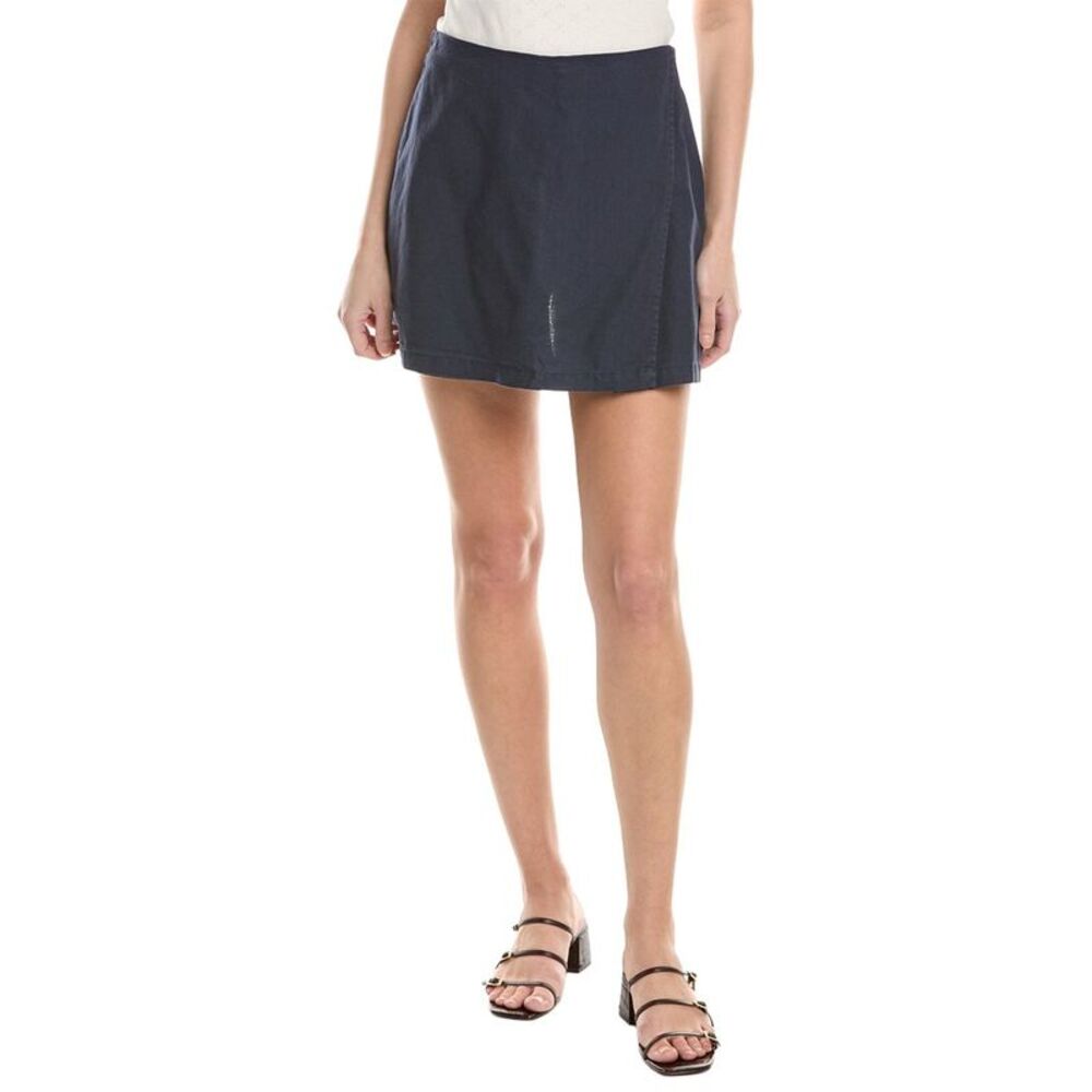 Michael Stars Womens  Linen-Blend Mini Skort, Blue